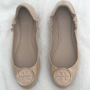 Worn 2x!! TORY BURCH NUDE PATENT BALLET FLATS!